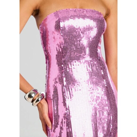 retrofete Ember Sequin Strapless Maxi Dress Pink Womens Size XS - Picture 12 of 12